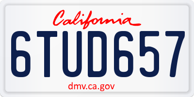 CA license plate 6TUD657