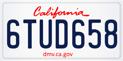 CA license plate 6TUD658