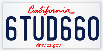 CA license plate 6TUD660