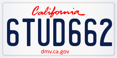 CA license plate 6TUD662