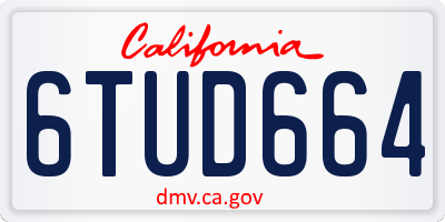 CA license plate 6TUD664