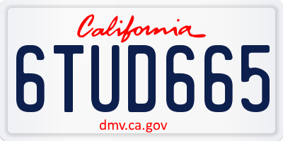 CA license plate 6TUD665