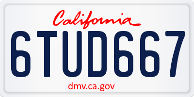 CA license plate 6TUD667