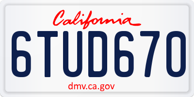 CA license plate 6TUD670