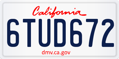CA license plate 6TUD672