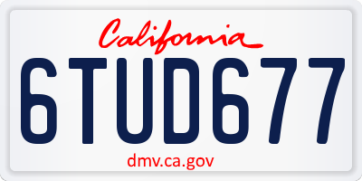 CA license plate 6TUD677
