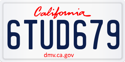CA license plate 6TUD679