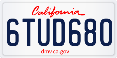 CA license plate 6TUD680