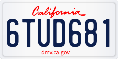 CA license plate 6TUD681