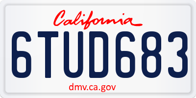 CA license plate 6TUD683