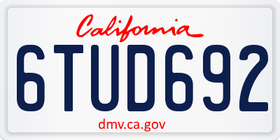 CA license plate 6TUD692