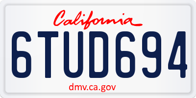 CA license plate 6TUD694