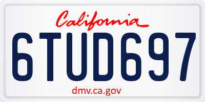 CA license plate 6TUD697