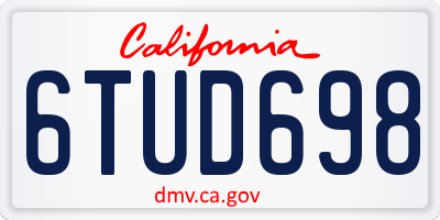 CA license plate 6TUD698