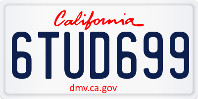 CA license plate 6TUD699