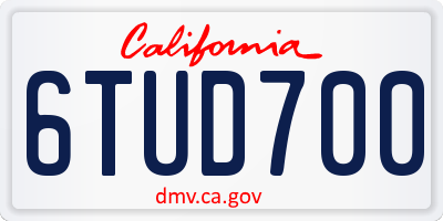 CA license plate 6TUD700