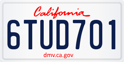 CA license plate 6TUD701