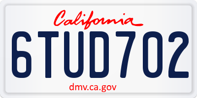 CA license plate 6TUD702
