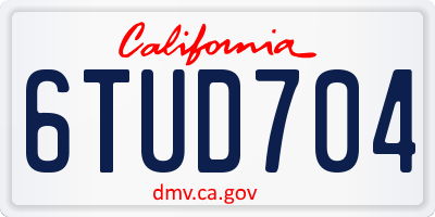 CA license plate 6TUD704