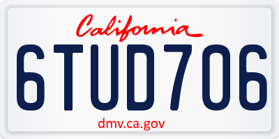 CA license plate 6TUD706