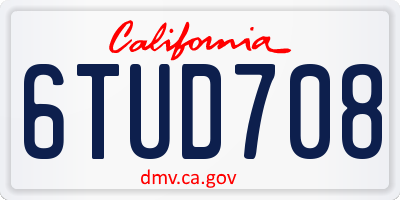 CA license plate 6TUD708