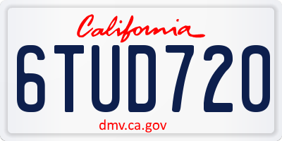 CA license plate 6TUD720