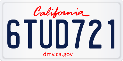 CA license plate 6TUD721