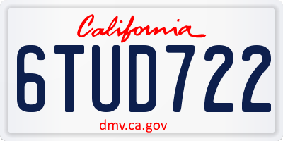 CA license plate 6TUD722