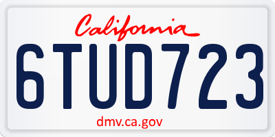 CA license plate 6TUD723