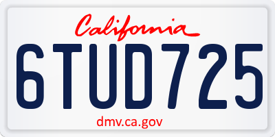 CA license plate 6TUD725