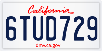 CA license plate 6TUD729