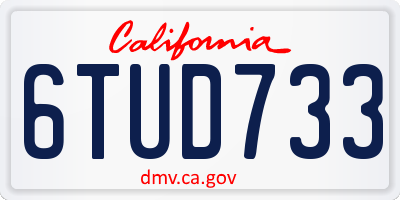CA license plate 6TUD733