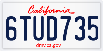 CA license plate 6TUD735