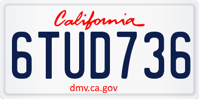 CA license plate 6TUD736