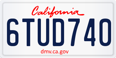 CA license plate 6TUD740