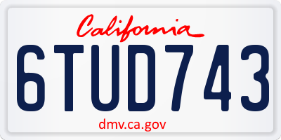 CA license plate 6TUD743