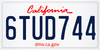 CA license plate 6TUD744