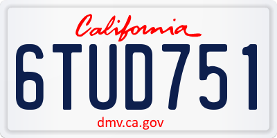 CA license plate 6TUD751
