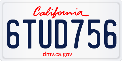 CA license plate 6TUD756