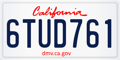 CA license plate 6TUD761