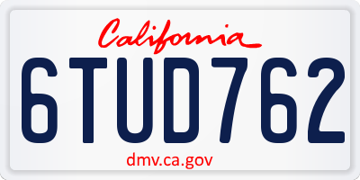 CA license plate 6TUD762
