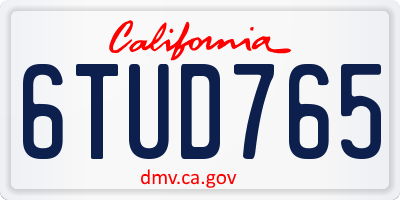 CA license plate 6TUD765