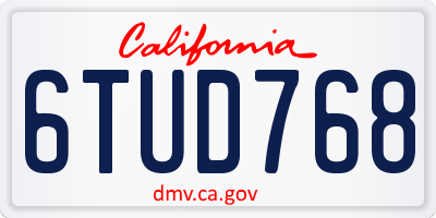 CA license plate 6TUD768
