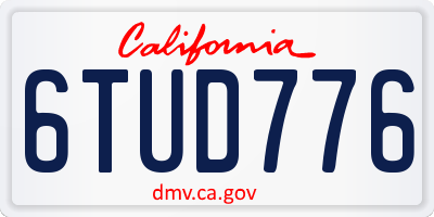 CA license plate 6TUD776