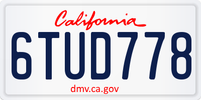 CA license plate 6TUD778