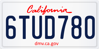 CA license plate 6TUD780