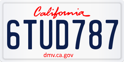 CA license plate 6TUD787
