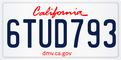 CA license plate 6TUD793