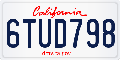CA license plate 6TUD798