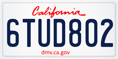 CA license plate 6TUD802